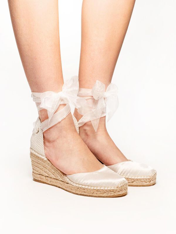 Alpargata de Cu&ntilde;a Media Raso Blanco image number null