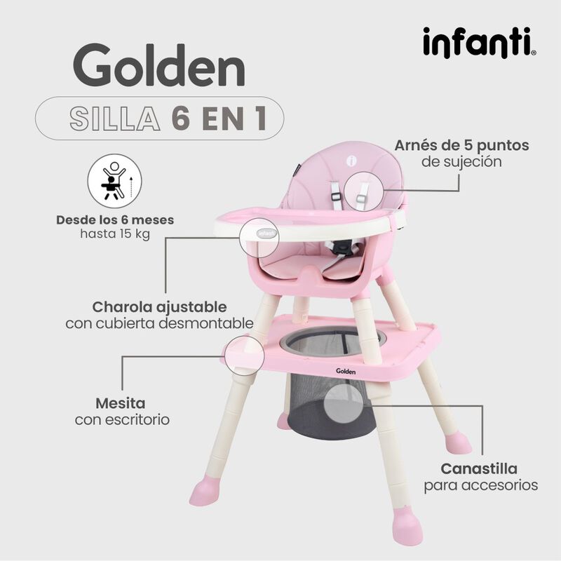 Silla Alta Infanti 6 En 1 Golden Multifuncional... image number null