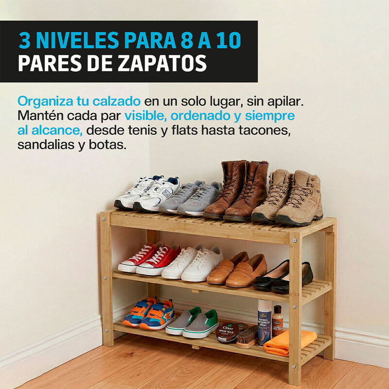 Zapatera de Madera de Bamb&uacute; Multiusos 3 Niveles... image number null