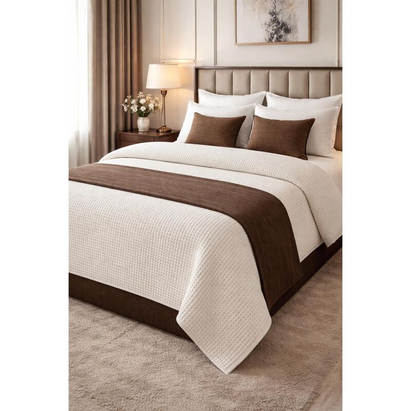 Colcha Waffle Color Hueso Estilo Hotel King Siz... image number null