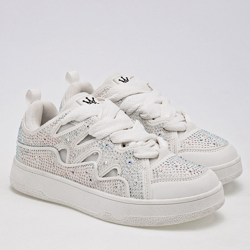 Clasben Tenis urbano para mujer blanco plata BA... image number null