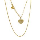 Collar Doble Coraz&oacute;n Estrella Chapa de oro 18k Zvezda