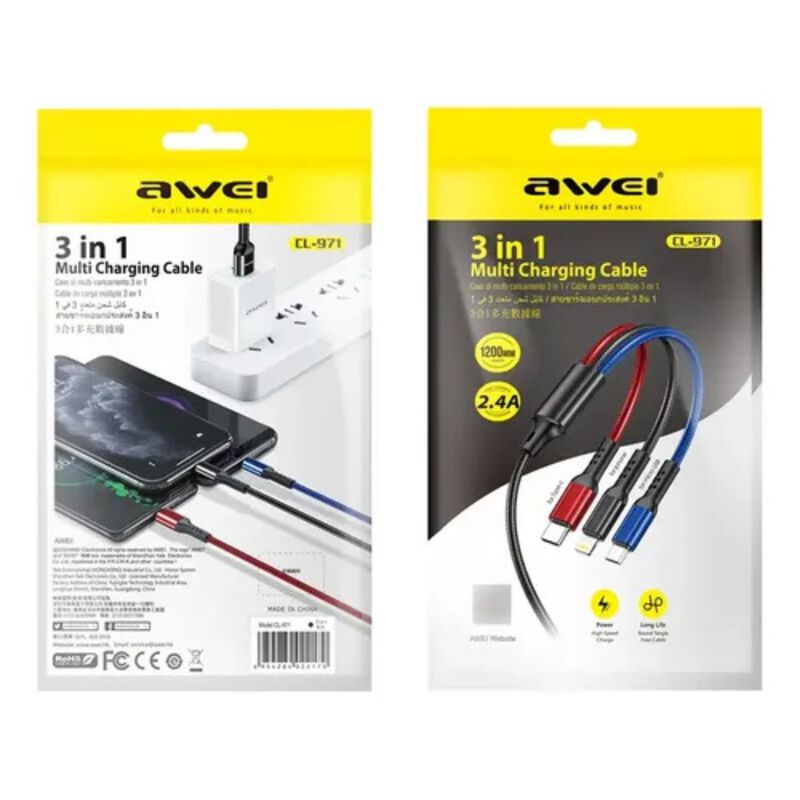 Awei Cl-971 Cable De Carga Y Transferencia (neg... image number null