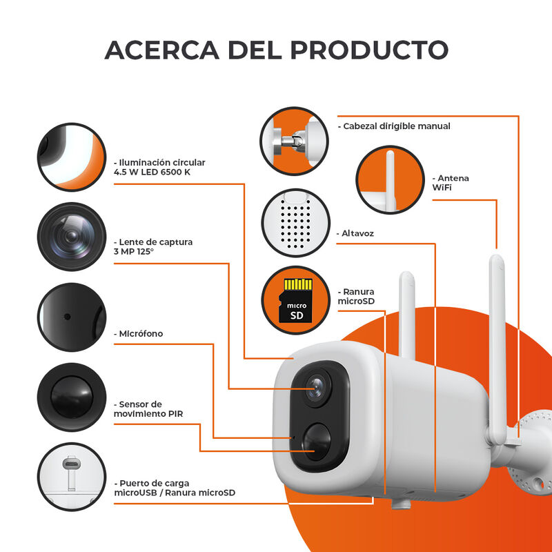 C&aacute;mara de Seguridad Exterior WiFi Inteligente I... image number null