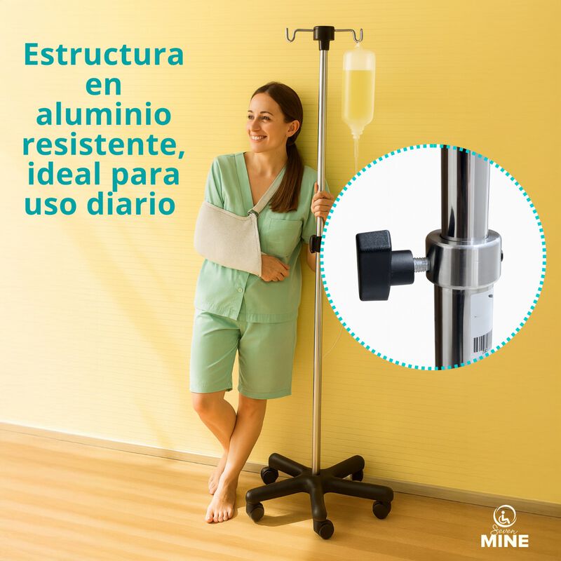 Porta Sueros M&eacute;dico con Ruedas | Base Estable 5... image number null