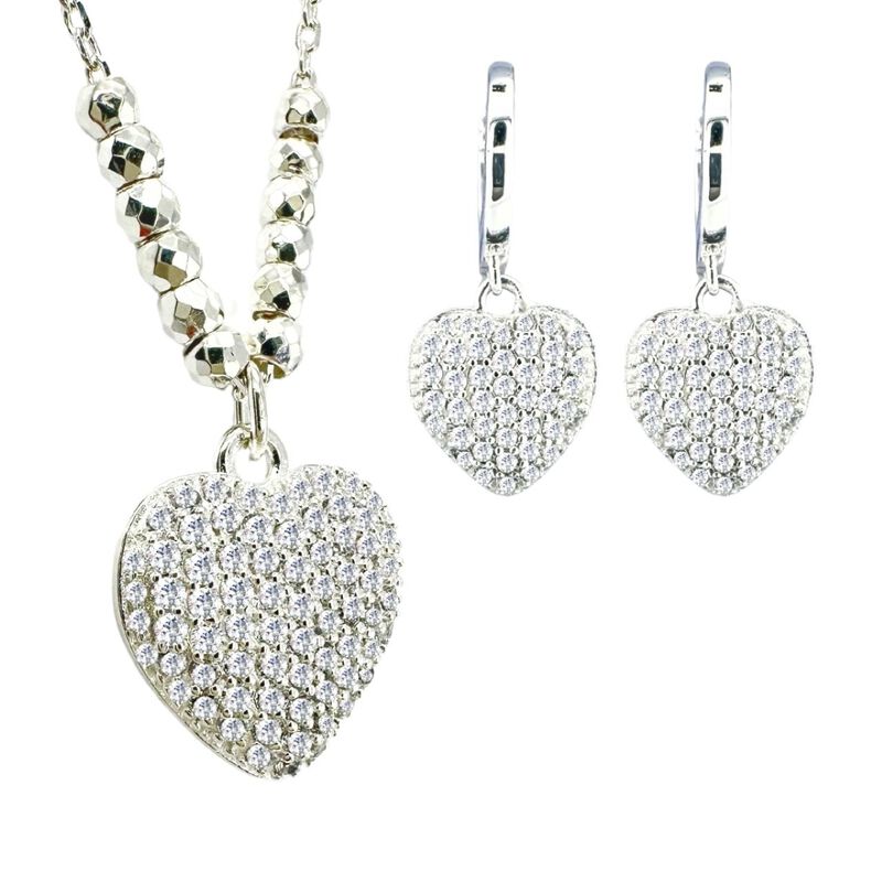 Collar y aretes Coraz&oacute;n con plata .925 Zvezda image number null