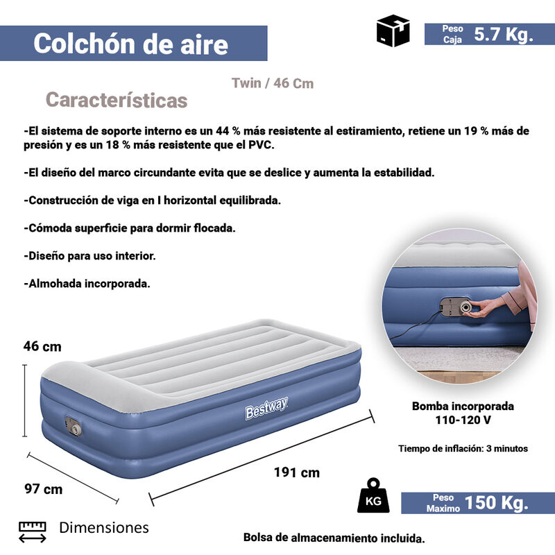 Colchon Inflable Premium Individual Bestway image number null