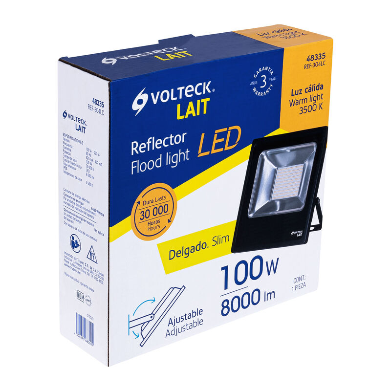 Reflector delgado de Led 100 W Luz C&aacute;lida Volte... image number null