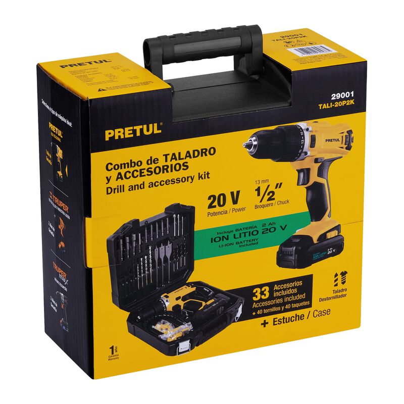 Kit Taladro Inal&aacute;mbrico 1/2' 20 V y 32 Accesori... image number null