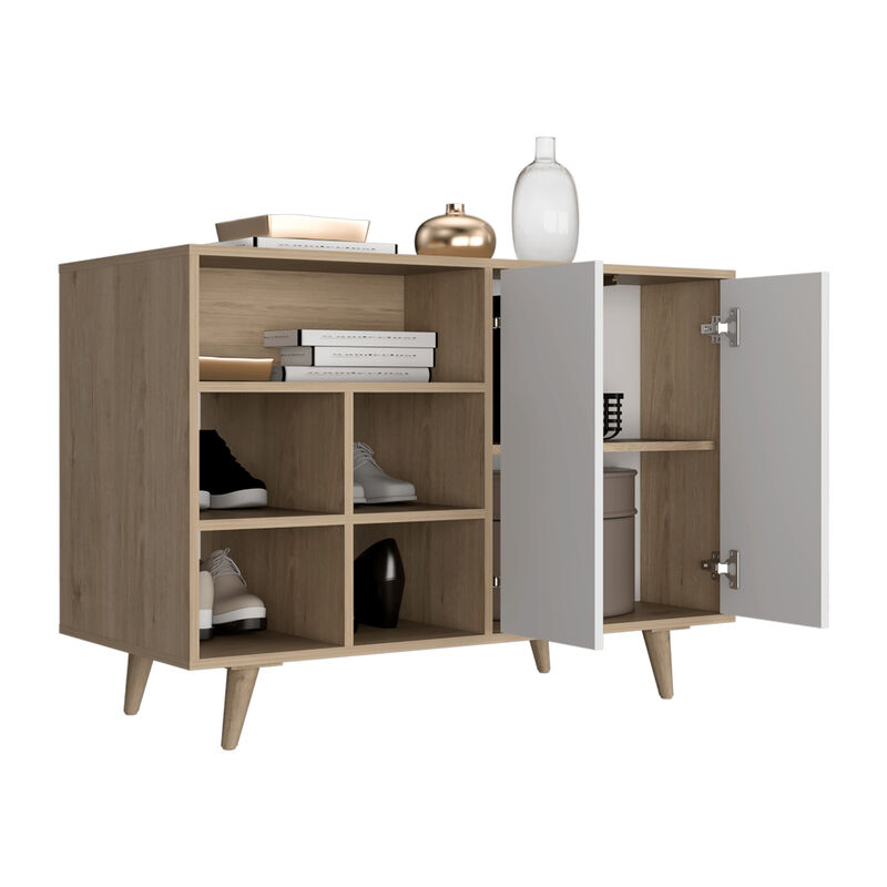 Mesa Auxiliar Zapatero Burdeos Beige Y Blanco C... image number null