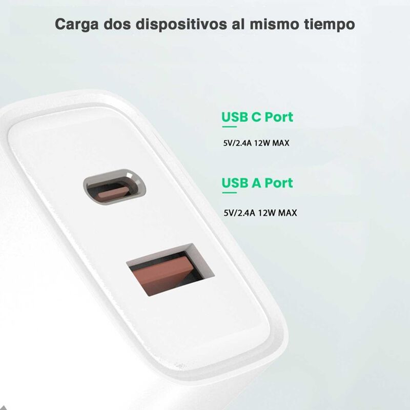 Cargador Ac Fdn Dual Usb-c Usb-a 2.4a Blanco (s... image number null