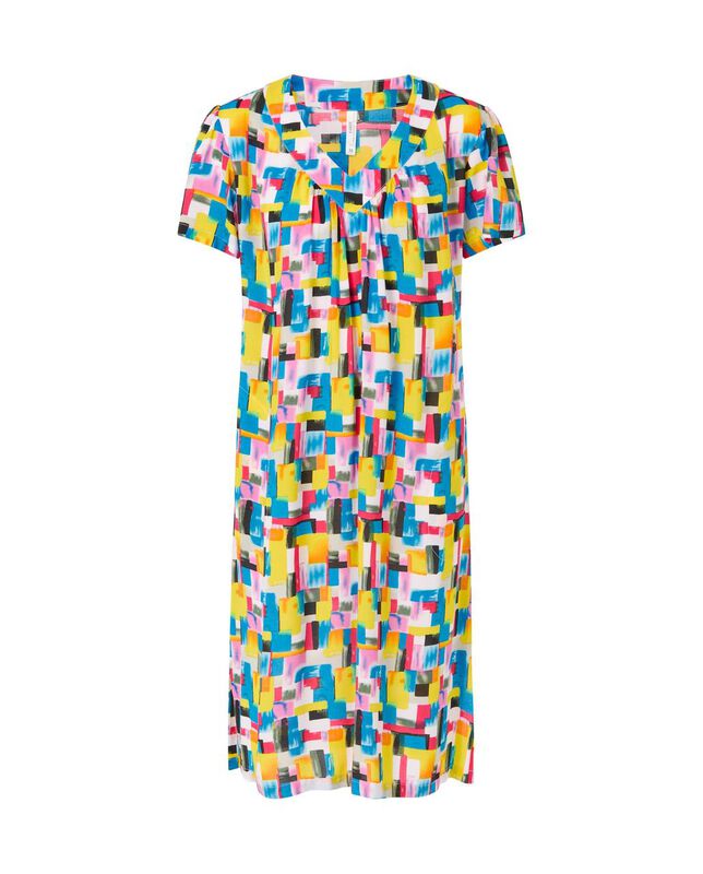 Vestido Corto de Viscosa con Cuello en Pico Ama... image number null