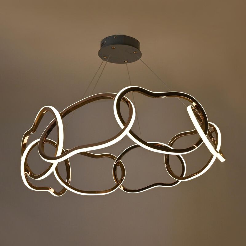 Candil De Led Colgante Aros Redondo Oro Rosado image number null