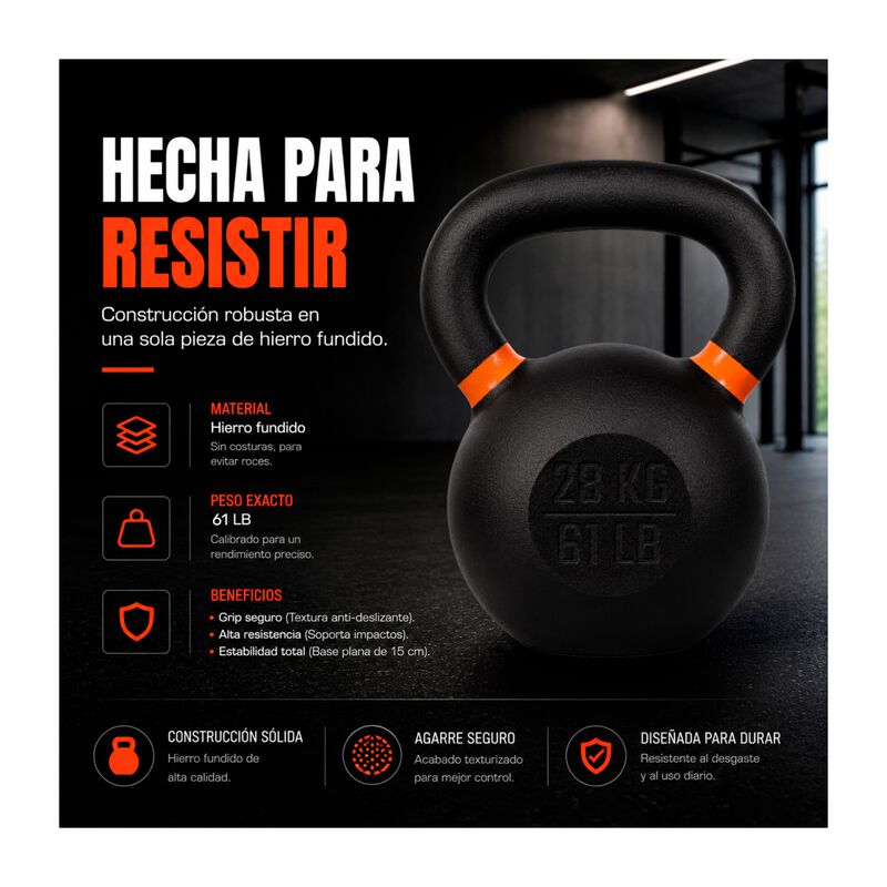 Pesa Rusa Kettlebell 61 Lb Hierro Fundido Cross... image number null