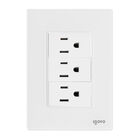 Placa Armada Cristal IGOTO CRIS1004-2004 con 3 contactos sencillos de 1 m&oacute;dulo COLOR BLANCO