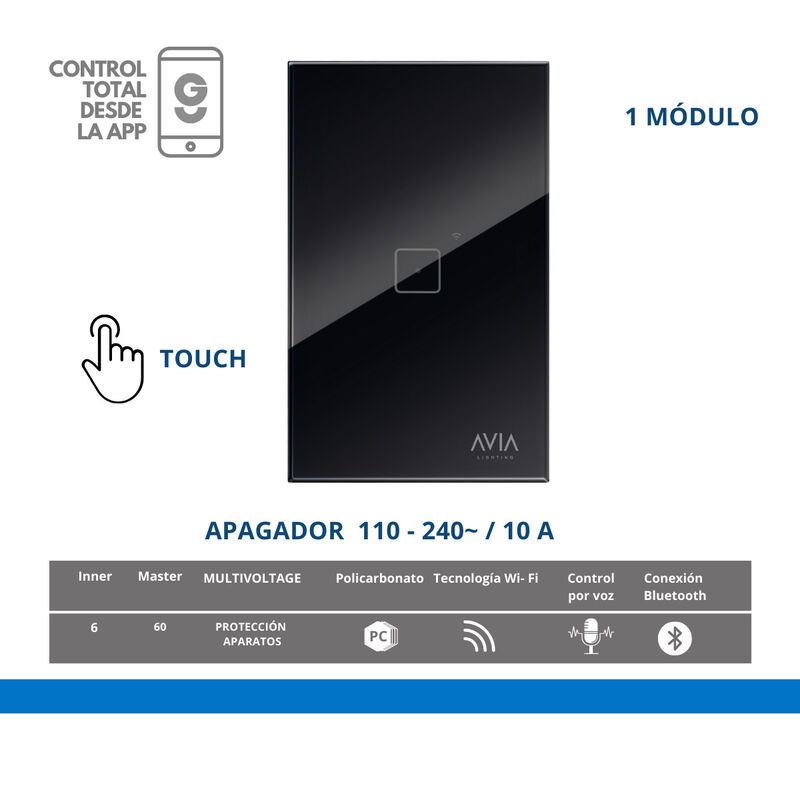 Pack 2 piezas Apagador De Pared Touch De Un Mód... image number null