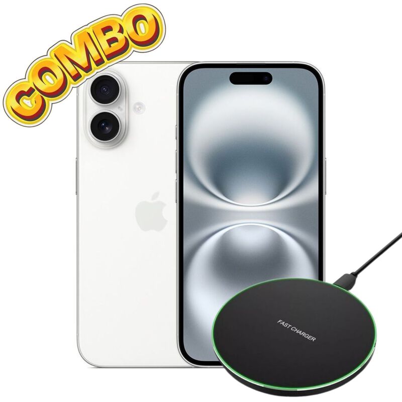 Combo iPhone 16 128GB Blanco + Cargador inal&aacute;mb... image number null