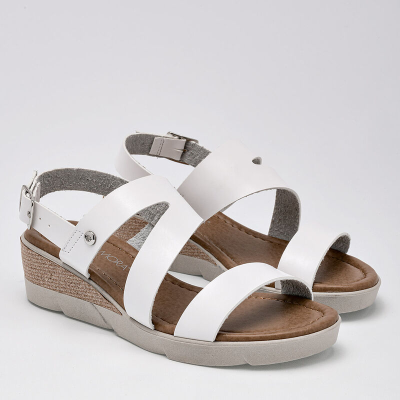 Moramora Sandalia para mujer blanco image number null