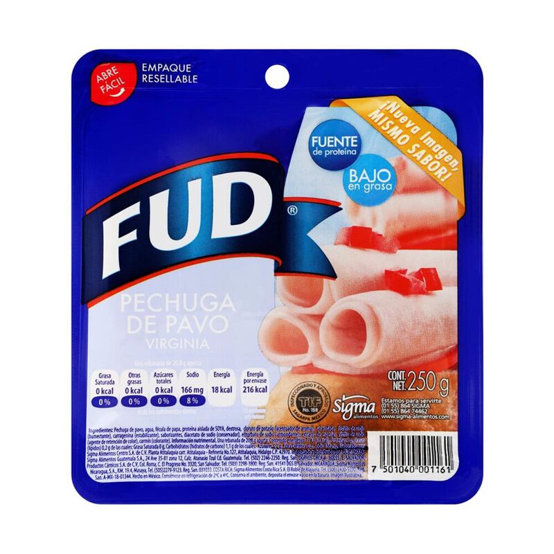 JAMON PECHUGA DE PAVO FUD 250 GR image number null