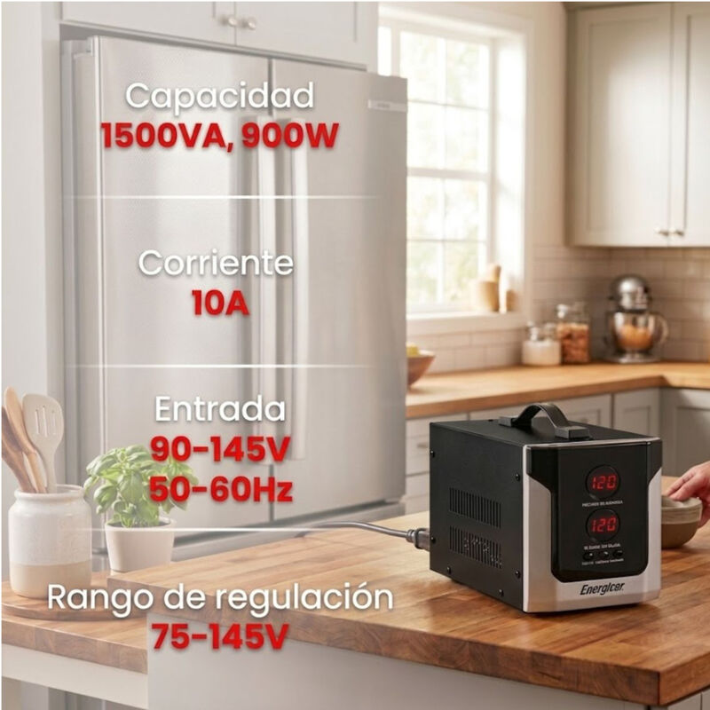Regulador L&iacute;nea Blanca Energizer 1500va/900w 10... image number null
