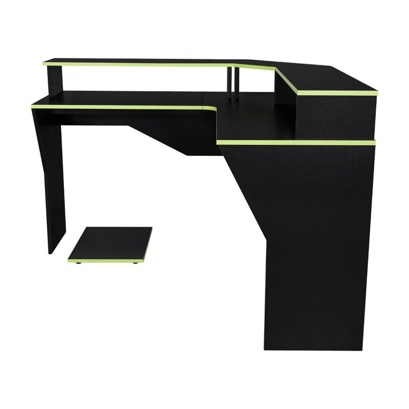 Escritorio Gamer Invictor Wengue Y Verde Con Es... image number null