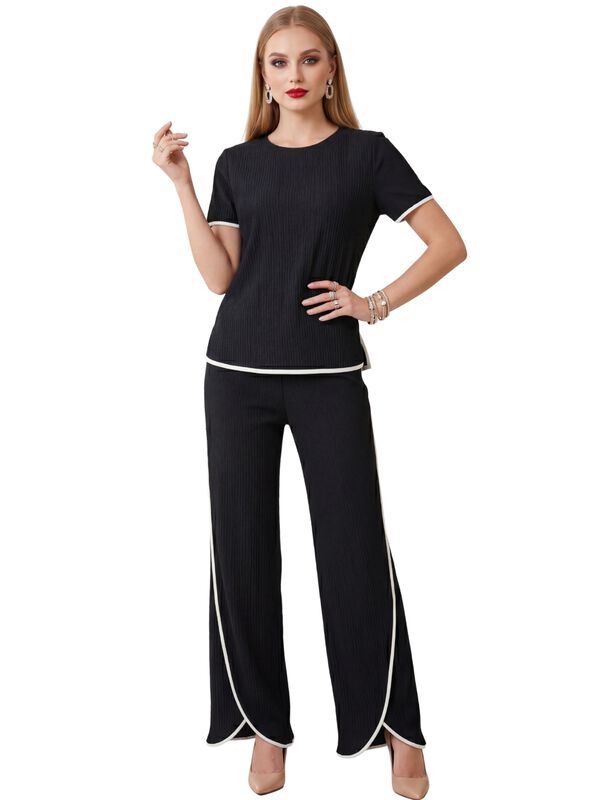 Conjunto 2 Piezas, Blusa Manga Corta Y Pantal&oacute;n... image number null