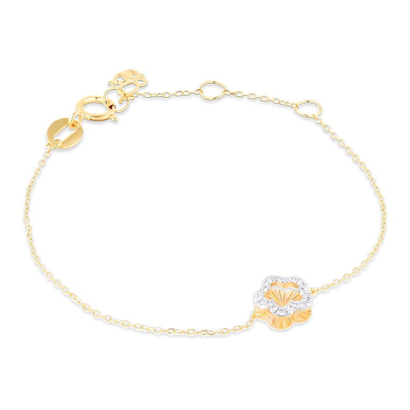 Pulsera Oro Amarillo 14k De Flor 5pts Diamante ... image number null