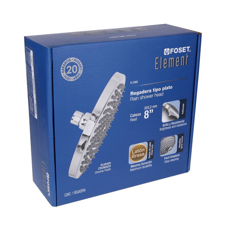 Regadera Cromo 8' Plato Redondo Sin Brazo Foset... image number null