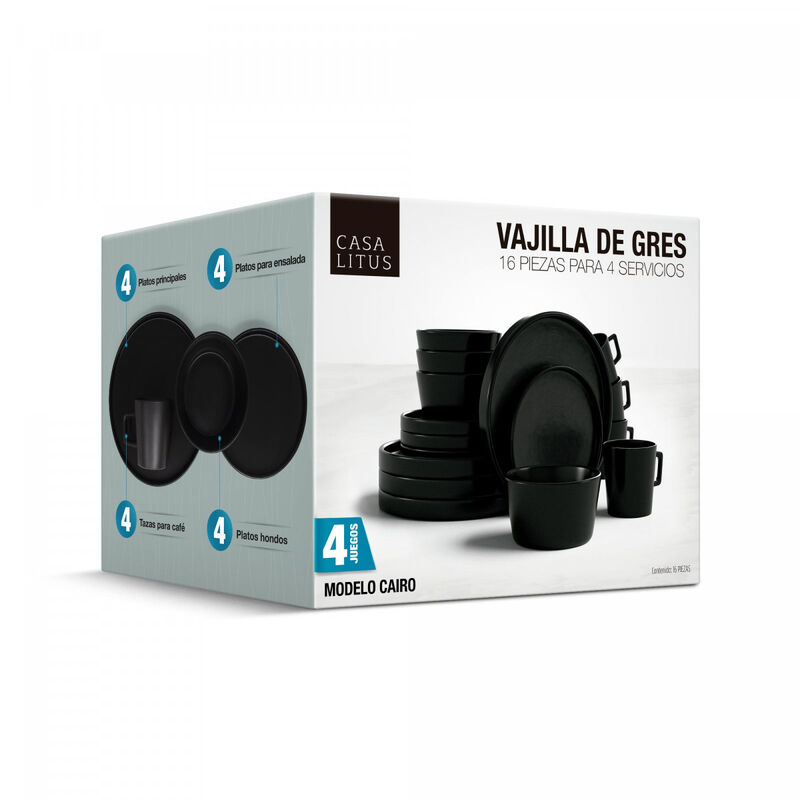 Vajilla para Cocina de Gres 16 Pzs para 4 Color... image number null