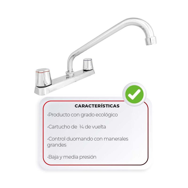 Llave Mezcladora Met&aacute;lica para Fregadero Ecol&oacute;g... image number null