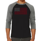 Camiseta Ragl&aacute;n de B&eacute;isbol Word Art Para Hombre - Proud To Be An American - Negro Gris
