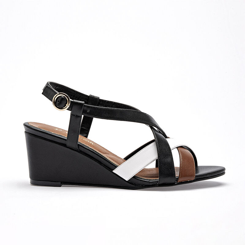 D'Cristian sandalia cu&ntilde;a para mujer negro blanc... image number null