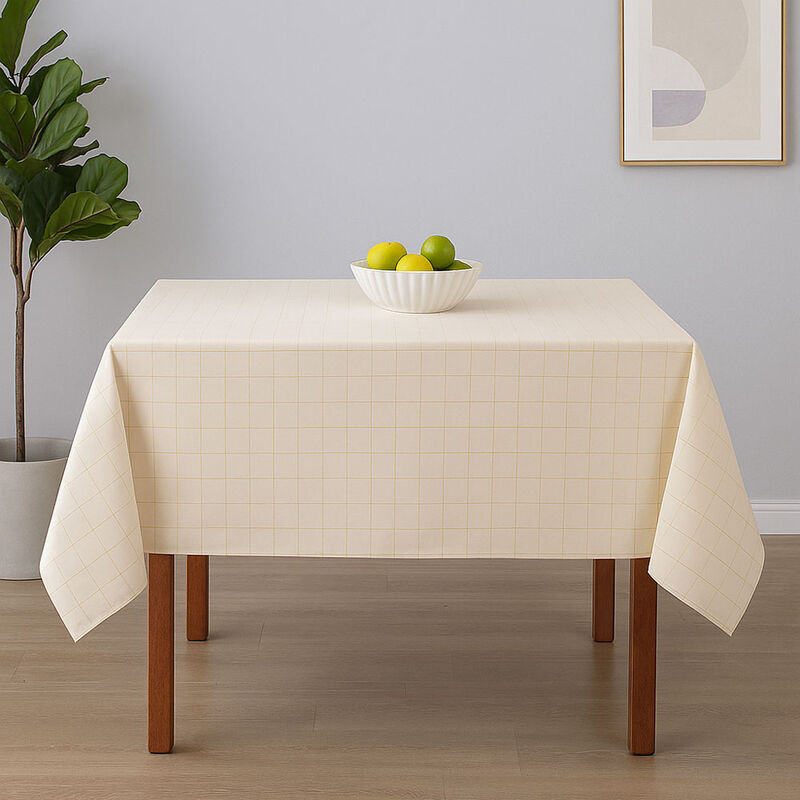 Mantel Hueso Cuadros 2.50 m Mesa Cuadrada  100%... image number null