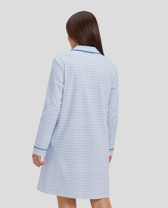 Camis&oacute;n Largo Estampado con Botones Celeste image number null