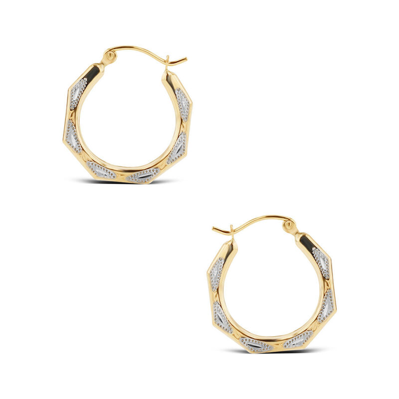 Arracadas De Oro Amarillo Y Blanco 10K (14 Mm A... image number null