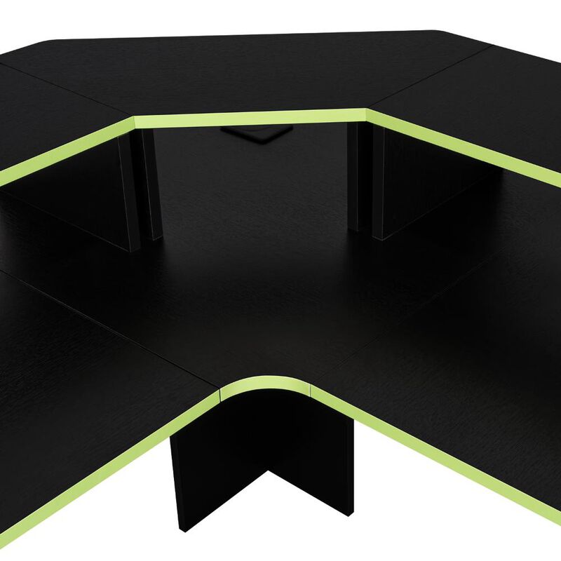 Escritorio Gamer Invictor Wengue Y Verde Con Es... image number null