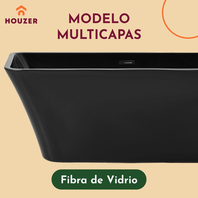 Tina Ba&ntilde;o Negra Premium Lujo 280l Fibra Vidrio ... image number null