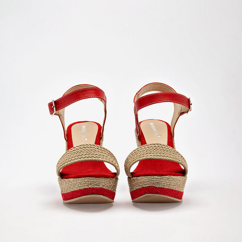 Moramora sandalia cu&ntilde;a para mujer beige rojo co... image number null