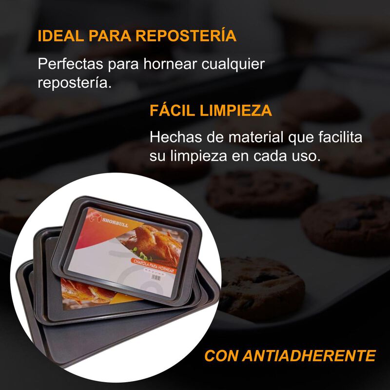 Charolas para hornear kit 3 ch-med-gde Shorbull image number null