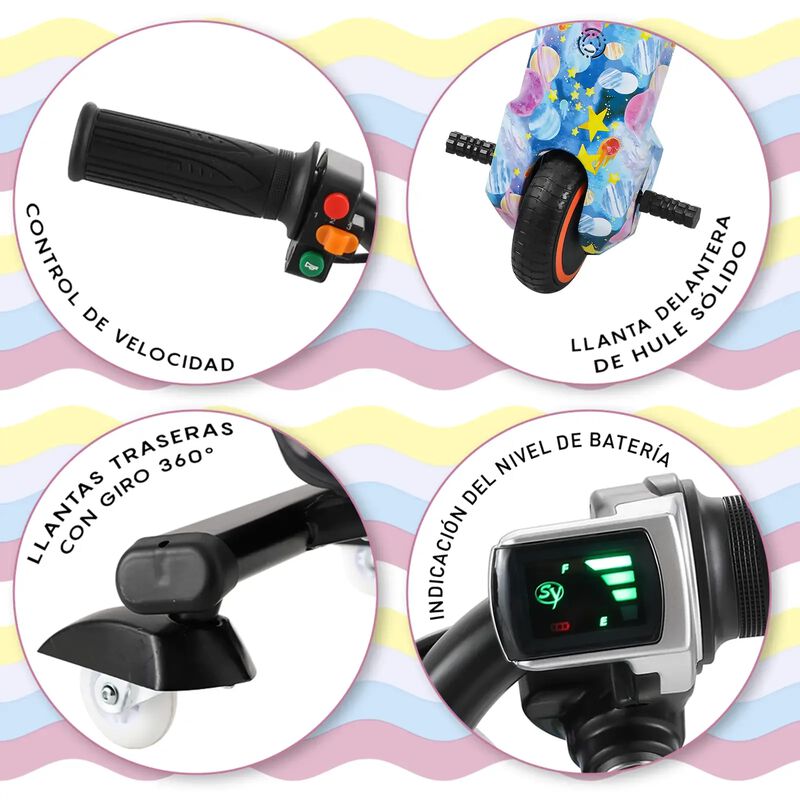 Triciclo El&eacute;ctrico Honey Whale MZ008 Azul image number null