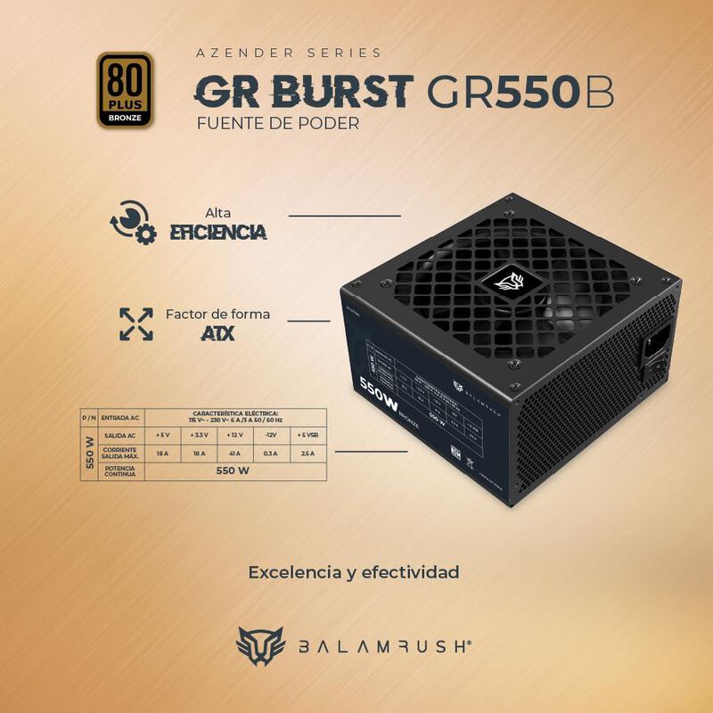 Fuente de Poder Balam Rush Gr Burst Gr550b 80 P... image number null