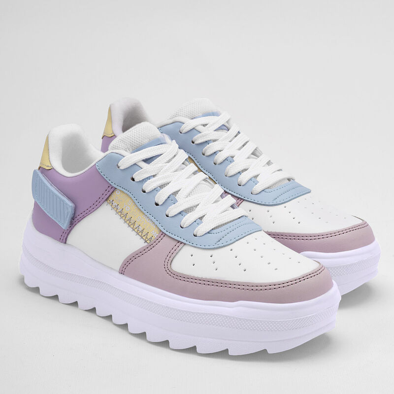 Moramora Tenis urbano para mujer blanco multico... image number null