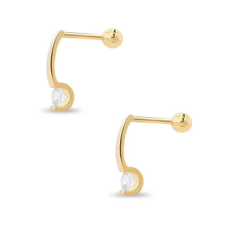 Aretes De Oro Amarillo 10k Con Zirconias image number null