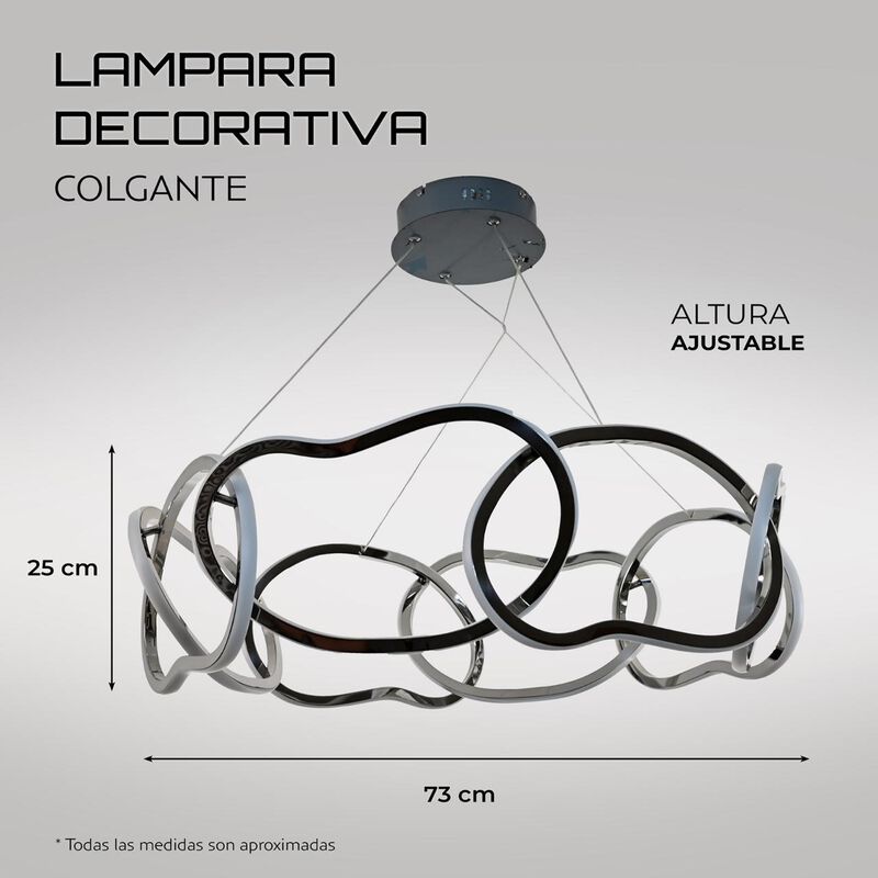 Candil De Led Colgante Aros Redondo Cromado image number null