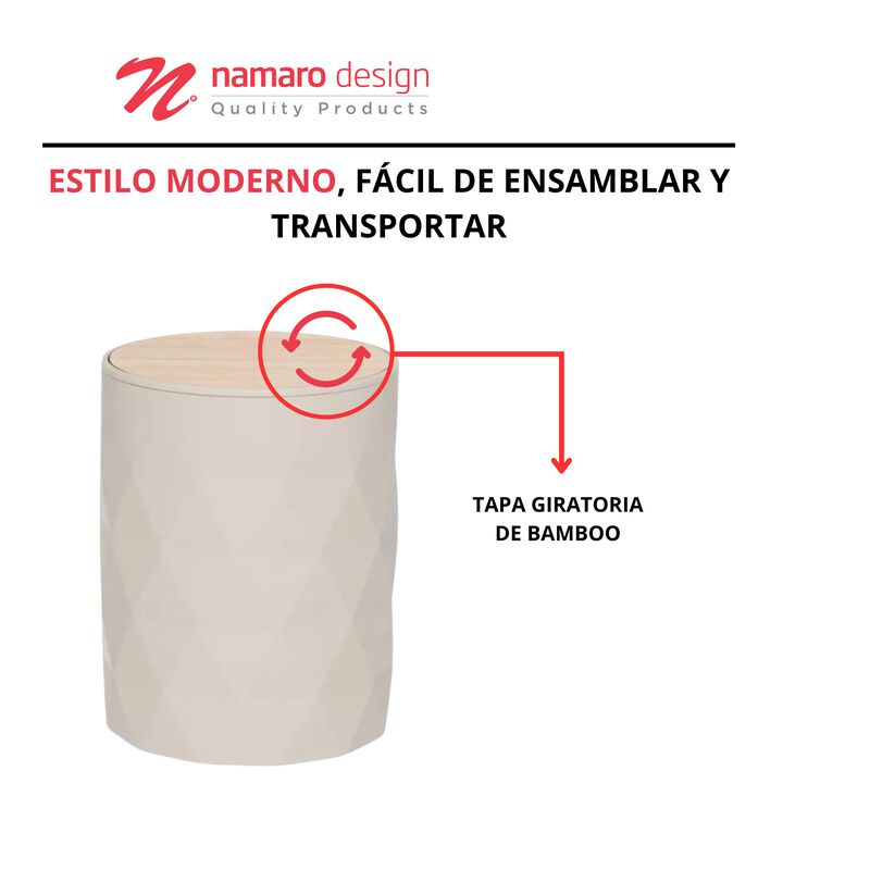 Basurero con Tapa de Bamboo Giratoria Tulum &ndash; N... image number null