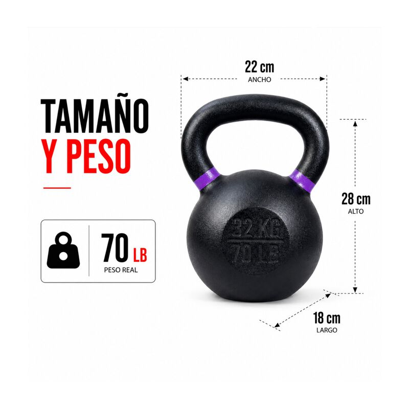 Pesa Rusa Kettlebell 70 Lb Hierro Fundido Cross... image number null