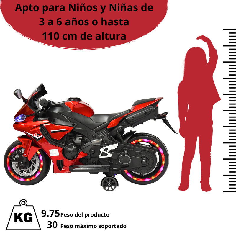 Moto Montable El&eacute;ctrica para Ni&ntilde;os Luces Led So... image number null