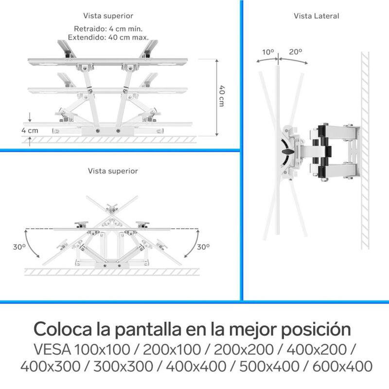 Soporte para pantallas de 32" a 83", con doble ... image number null