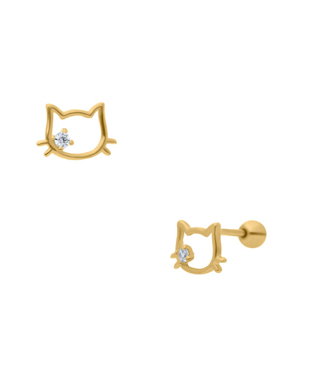 Broqueles De Oro Amarillo 14k Con Zirconia image number null