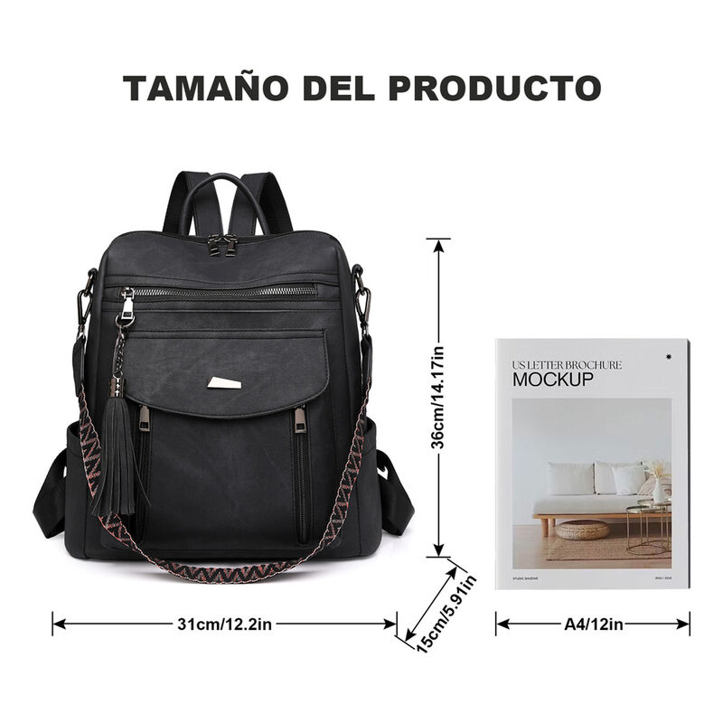 Mochila Impermeable Antirrobo Negra Suave image number null